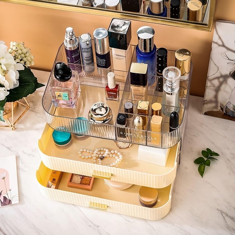 Decorcode Makeup Organizer with Stackable Drawers, Bathroom Countertop Vanity Organizers