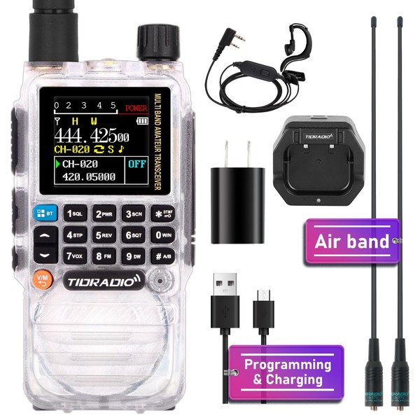 TIDRADIO TD-H3 Ham Radio (Crystal) Multi-Band Long Range 2-Way Radio,USB-C
