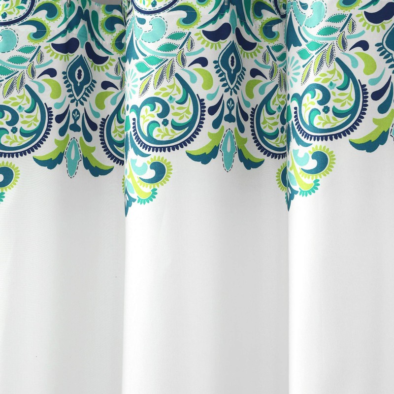 Lush Decor, Blue and Green Clara Shower Curtain-Fabric Colorful Boho