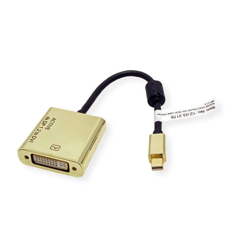 ROLINE Gold 4K Mini DisplayPort-DVI Adapter, Active, v1.2, Mini DP