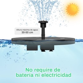 Bomba de Fuente Solar con 6 Boquillas, Fuente Solar Flotante, Bomba de Agua Solar para Baños de Pájaros, Decoración de Jardín, Estanque, Exterior y Pecera