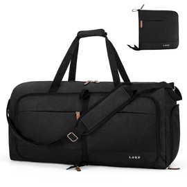 Lekesky Large Foldable Travel Duffe Bag - 60L Waterproof Holdall Luggage Bag with Shoes Compartment, Weekend Overnight Sports Bag for Women and Men(Black, 63 * 30 * 28cm)