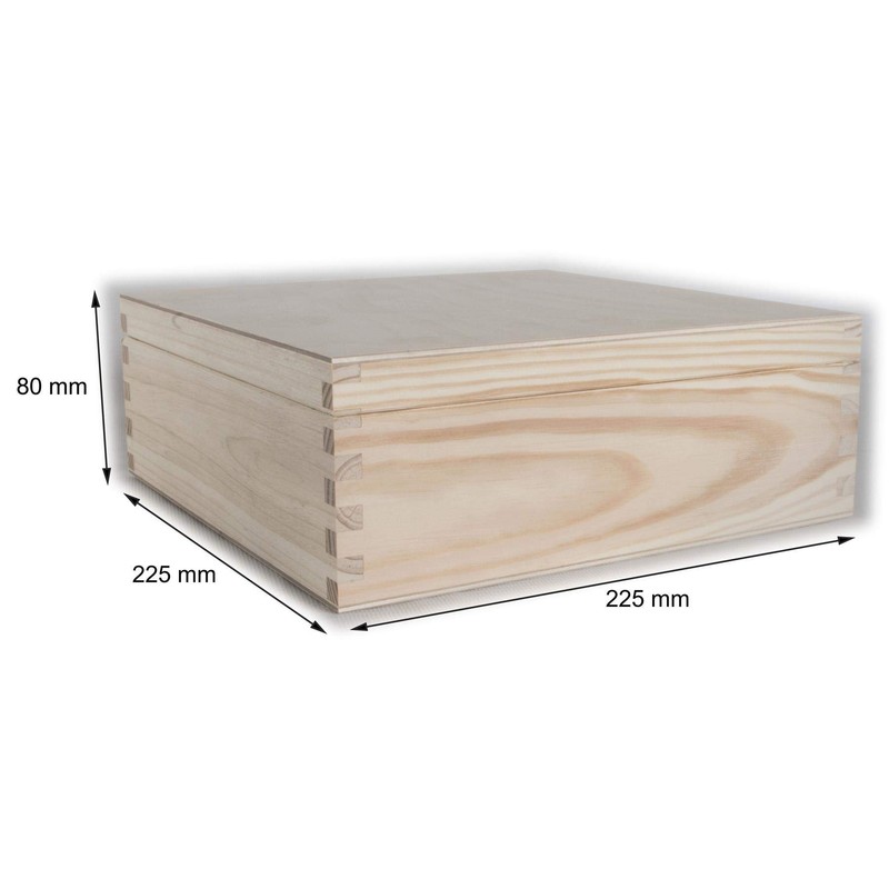 Square Wooden Box with Hinged Lid | 22.5 x 22.5
