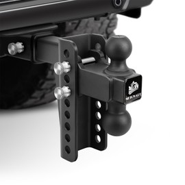 METOWARE Adjustable Trailer Hitch - Heavy Duty Tow Hitch Fits 2 Inch Receiver - Drop Hitch with 6-Inch Drop/Rise for Truck (22,000 LBS GTW), Double Stainless Steel Hitch Locks & Hitch Pin