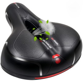 Rarapop Comfortable Bike Seat, Wide Bicycle Seat Cushion for Men Women with Dual Shock Absorbing Ball, Comfort Memory Foam Waterproof Bicycle Saddle Replacement Universal Fit for Mountain/Road/Exercis