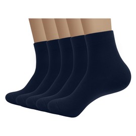 SERISIMPLE Viscose Bamboo Men's Breathable Quarter Thin Ankle High Socks - Comfort Cool Soft 5 Pairs (US, Alpha, X-Large, Regular, Navy Blue)