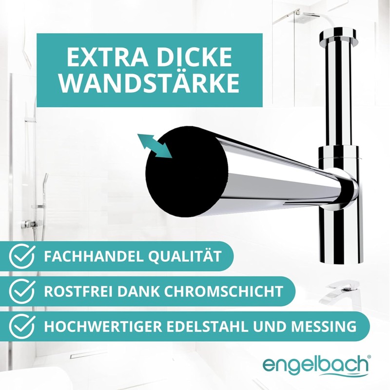 Engelbach® Designer Siphon for Washbasins and Washbasins with Cleaning Opening