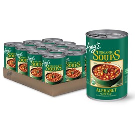 Amy's Soup, Vegan, Organic Alphabet, Made with Potatoes, Carrots and Green Beans, Low Fat, Minestrone (Fat Free) , 14.1 oz (Pack of 12)