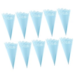 FELTECHELECTR 50pcs Hollow Lace Paper Cones for Wedding Celebrations Colorful Confetti Holders for Parties Events Elegant Decoration for Table Settings and Birthday Celebrations