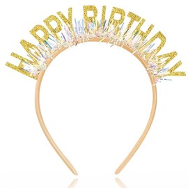 Outyua Birthday Headband Gold Happy Birthday Headbands Birthday Crown Princess Birthday Tiara Birthday Party Accessories for Women