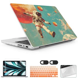 Lepeoac for MacBook Pro 16 inch Case 2021 2022 2023 2024 Release A3186 A3403 M4 A2991 M3 A2780 M2 A2485 M1 Pro/Max, Hard Shell Case with Screen Protector & Keyboard Cover, Astronaut Floating
