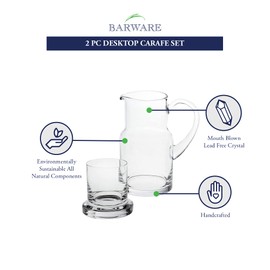 Badash - Manhattan European Mouth Blown 2 Pc Bedside or Desktop Carafe Set H 8"