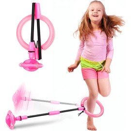 Bola de tobillo para niños, Plegable Portátil, Colorida Rueda Intermitente, Juguetes Infantiles Para Niños Y Niñas,Juguetes deportivos de fitness para niños y adultos. (pelota que rebota-rosa)