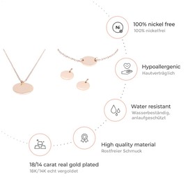 Happiness Boutique Women’s Jewellery Set in Rose Gold – Circle Chain Round Earrings and Bracelet with Circle Pendant in Delicate Design