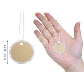 ONLYKXY 50pcs Blank Labeling Tags Round Name Brand Shipping Tags with String Metal Rim Price Tags for Pricing Gift Jewelry Clothing Yard Sale Garage Supplies Marking Label Hang Tags (Kraft, 1.22inch)
