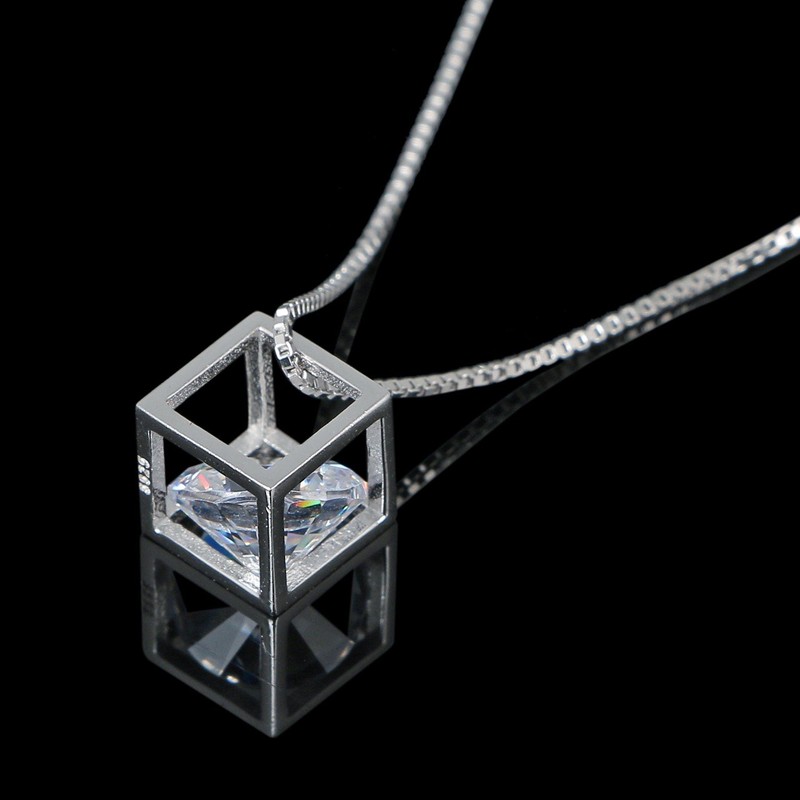 ZIYMU zm-p-019 Necklace, Cube, 15.7 inches (40 cm), Cubic Zirconia