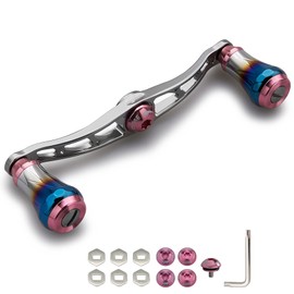 HEIGHTEN V2.0 3.5 / 4.1 / 4.5 inches (90 / 105 / 115 mm) Bait Reel Handle, Shimano, Daiwa, Abgarcia (abu) Universal Bait Reels, Aurora Series (V2.0 - 115 mm, Gunmetal & Cherry Pink) (0078)
