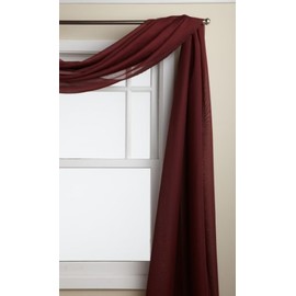 Lorraine Home Fashions Reverie 40-Inch x 25-Inch Ascot Cenefa, Burgundy, Scarf 60" x 216", 1