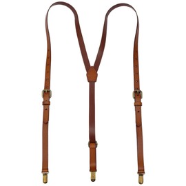 EURYNOME Leather Suspenders For Men, Brown Genuine Leather Suspenders Groomsmen Gifts (01#, L)