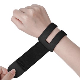 Adorila Wrist Brace for Carpal Tunnel, Adjustable Wrist Straps with Soft Pad for Women and Men, Support Wristband for Fitness, Sports (L, Black)