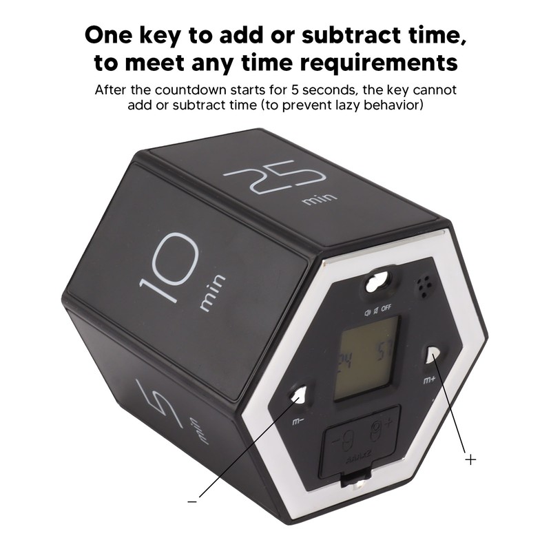 Hex Flip Timer with Mute Alarm Function Magnetic Time Management