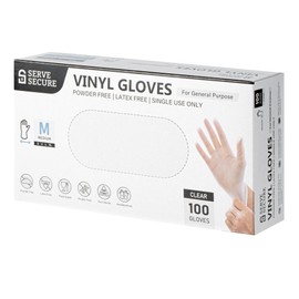Restaurantware-Serve Secure Medium Gloves, 1000 Disposable Gloves - Does Not Contain Powder And Latex, Multipurpose, Clear Vinyl Food Prep Gloves, Ideal For Cooking, Cleaning, And More