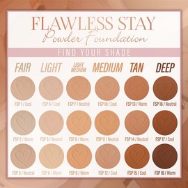 beauty creations FLAWLESS STAY POWDER FOUNDATION Concealer Makeup Compact Contour Coverage Radiant - Color: FSP 5.0