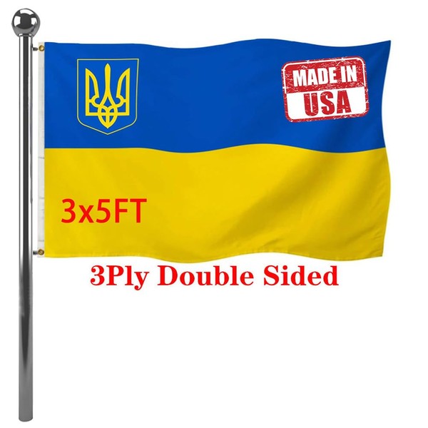 Jayus Jayus Double Sided Ukraine Flag 3x5 Outdoor- Heavy Duty