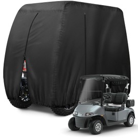2/4/4+2 Passenger Golf Cart Cover Fits for Yamaha EZGO Club Car, 420D Waterproof Durable Polyester Golf Cart Cover with Three Zipper Doors Windproof Sunproof