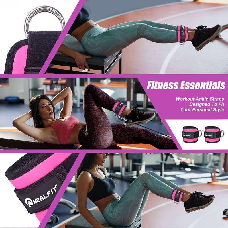 NEALFIT Ankle Strap for Cable Machine, Gym Ankle Cuff for