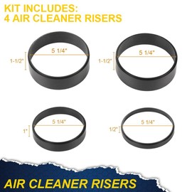 CHEDA Air Cleaner Spacer, Compatible with Edelbrock Holley Riser1/2" to 2" 4 PCS Plastic Risers,Black