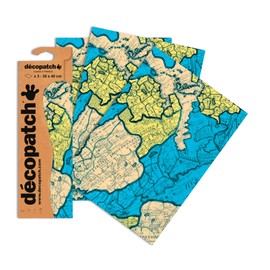 Decopatch Paper No. 691 Turquoise Map 395 x 298 mm Pack of 3