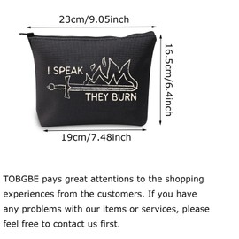 TOBGBE Novelty Gamer Gift BG3 Meme Gift I Speak They Burn Quote Zipper Makeup Bag DND Gifts For Players (Speak Burn)