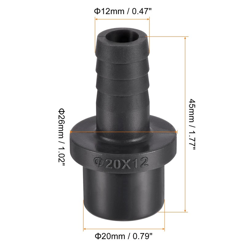 sourcing map PVC Pipe Fitting 12mm Barbed x 20mm OD