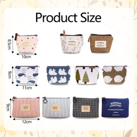 Canvas Coin Purses Set, 11 Pieces Mini Change Pouches with Zipper, Portable Coin Pouch Change Wallet Mini Coin Wallet Mini Pouch Small Cosmetic Bags for Coins Keys ID Card