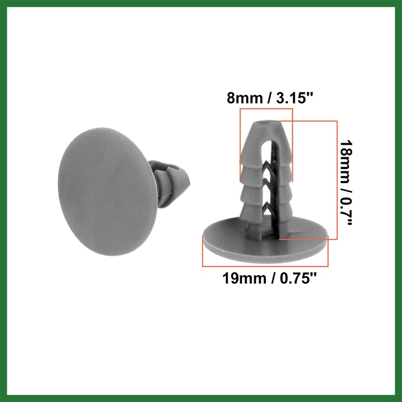 Motoforti 50PCS 8mm Hole Gray Plastic Rivet Door Push in