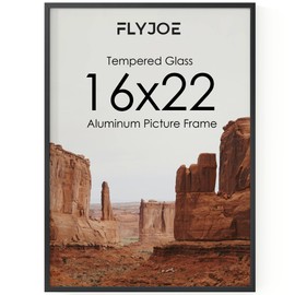 FLYJOE 16x22 Metal Picture Frame - Black Aluminum Picture Frames with Real Glass, Wall Mounting Horizontally or Vertically, Diploma, Certificates and Decor for Wall Gallery 22x16 Frame, Black