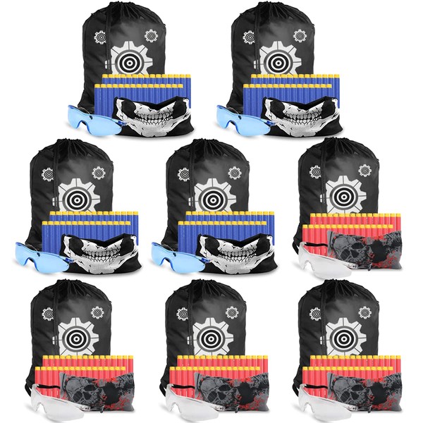 POKONBOY Compatible with Nerf Party Supplies for Kids. Accessories for Toy Gun Birthday Wars, Basement or Backyard Games. Includes Darts,Tactical Face Mask, Eye Safety Glasses for Two Teams.