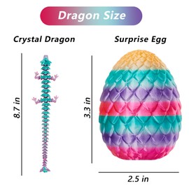 Yizerel 2 Pack 3D Printed Dragon Easter Egg with Dragon Inside, Prefilled Easter Egg Fillers Articulated Fidget Toy, Perfect Basket Essentials Stuffers, 3 inch