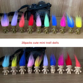 20packs Retro Troll Dolls Set,PVC Vintage Doll Chromatic Adorable for Collections, School Project, Arts and Crafts, Party Favors. (Style1-20packs)