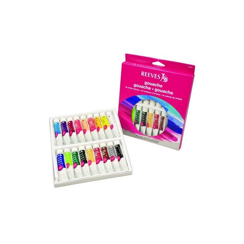 Reeves Gouache Colour Tube Set, 10 ml - 18 Pack