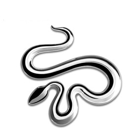 Snake Metal Car 3D Sticker Snake Emblem for Car Motorcycle Scratched Decorative Car Logo Side Tail Logo (Silver)