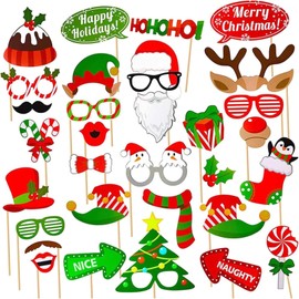 Pack of 32 Christmas Party Photo Props, Christmas Photo Props, Christmas Photo Props, Christmas Photo Props, Glasses Christmas