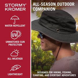 Stormy Kromer The Canvas Cruiser, Durable Sun Hat, 100% Organic Cotton, Adjustable Paracord Neck Strap for Outdoor Adventures, Thunder, Large