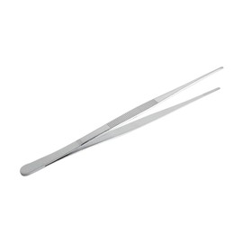 Aoje-Link Anti-Iodine Fore Kitchen Tool Tongs, 304 Stainless Steel, Long Handle Food Tongs with Precision Horizontal Serrated Tip, Use for Repair, Barbecue, Auxiliary Tools, Silver, 1 Piece