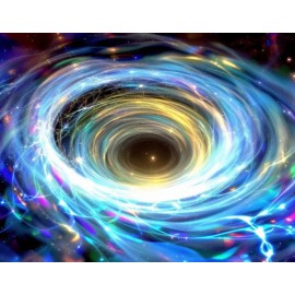 Blue-Gold Energy Swirling around The Center of a Black Hole Poster Print 18 x 24