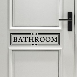 Bathroom Decal Bathroom Room Vinyl Sign Door Decal Wall Stickers Vinyl Decal Bathroom Stickers 15.5x3.8 inch (Bathroom, Black)