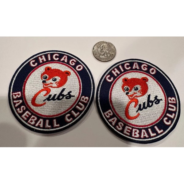 (2)-CHICAGO CUBS Vintage Style EMBROIDERED IRON ON PATCHES: 3”x 3”
