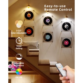 USB Rechargeable Light Over Picture Frame, Gold 2600mAh Battery Operated Art Lights for Paintings Wireless Gallery Wall Light with Remote Control LED Magnetic Spotlight for Accent Artwork Photo Museum