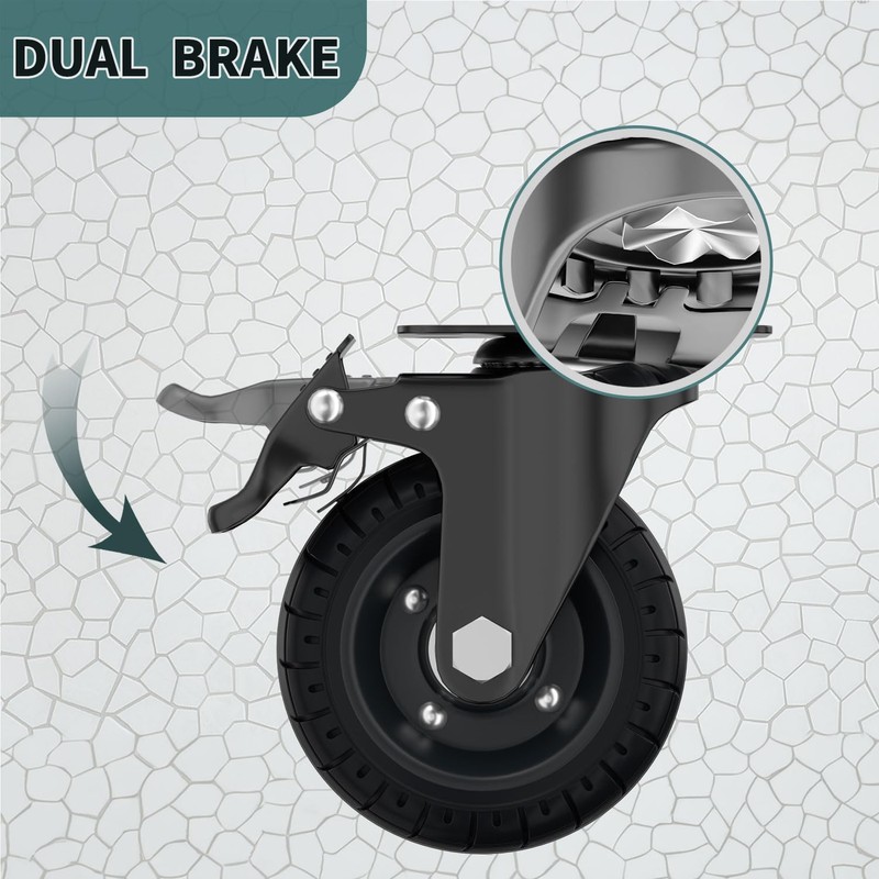 Lygoeege 4 Inch Swivel Caster Wheels with Dual Brake, Up